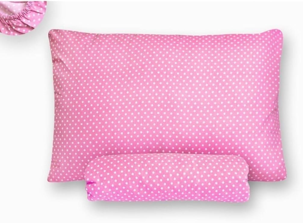 Mer-Tim Pamuklu Ranforce Tek Kişilik Pembe Puantiyeli Lastiksiz Çarşaf Ve Yastık Kılıfı - 160x240