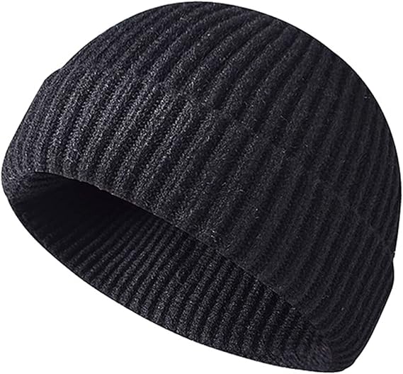Winter Beanie Hat, Roll up Edge Skullcap Fisherman Beanie, Unisex Soft & Stretchable Cuffed Plain Knit Hipster Docker Winter Hat