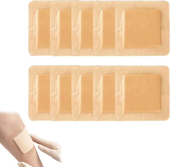 10 Pcs Silicone Foam Dressing 5 X 5 cm Foam Dressing for Wounds Waterproof Dressings for Wounds Wound Dressing Pads Silicone Wound Dressing Suitable for Pressure Sores Buttocks Bedsores