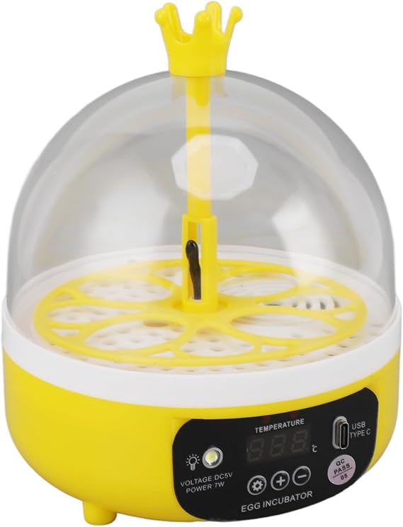 Mini Automatic Egg Incubator, Automatic Temperature Control Egg Incubator Hatcher Digital Egg Candler for Hatching Chicken Duck Goose Eggs (Auto Turning)
