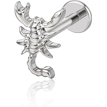 Limerencia Hypoallergenic Titanium ASTM F136-18G 6mm 8mm 10mm Flat Back Internal Thread Stud Earring Piercing Jewelry for Tragus Helix Conch Cartilage Nose Lip