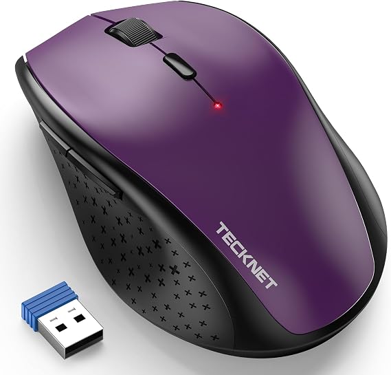 TECKNET Wireless Mouse for Laptop, 4800 DPI Optical Computer Mice, Purple