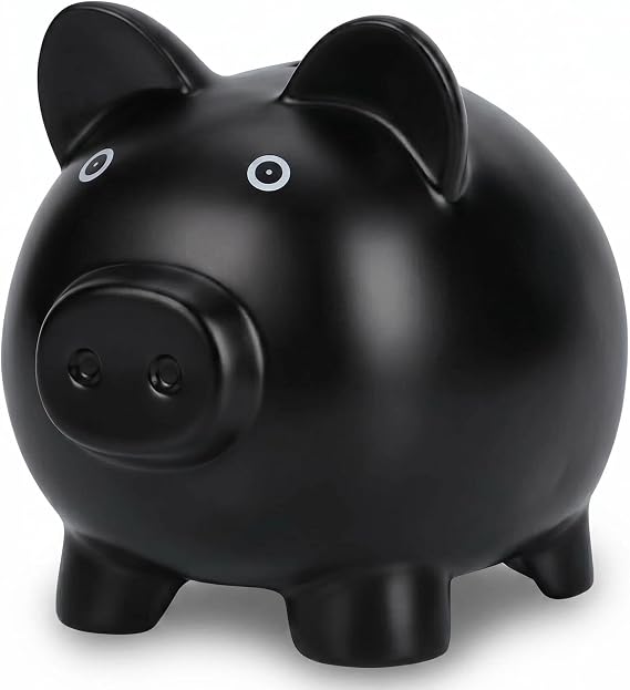 H&W Piggy Bank, Plastic Coin Bank, Unbreakable Money Banks, Cute Piggy Banks, First Money Box, Best Birthday Gifts Home Decoration（Black）