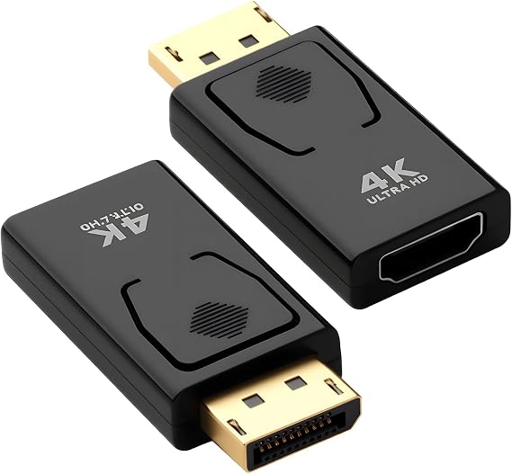 2 Pack DP to HDM Adapter 4K DP to HDM Converter Male to Female Connector