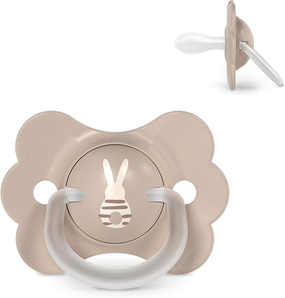Suavinex, Pacifier for Babies 0/6 Months and Newborns, with Physiological Silicone Teat SX Pro, Symmetrical, Flat and Flexible, Respects Oral Development, with Ring, Wonder Beige