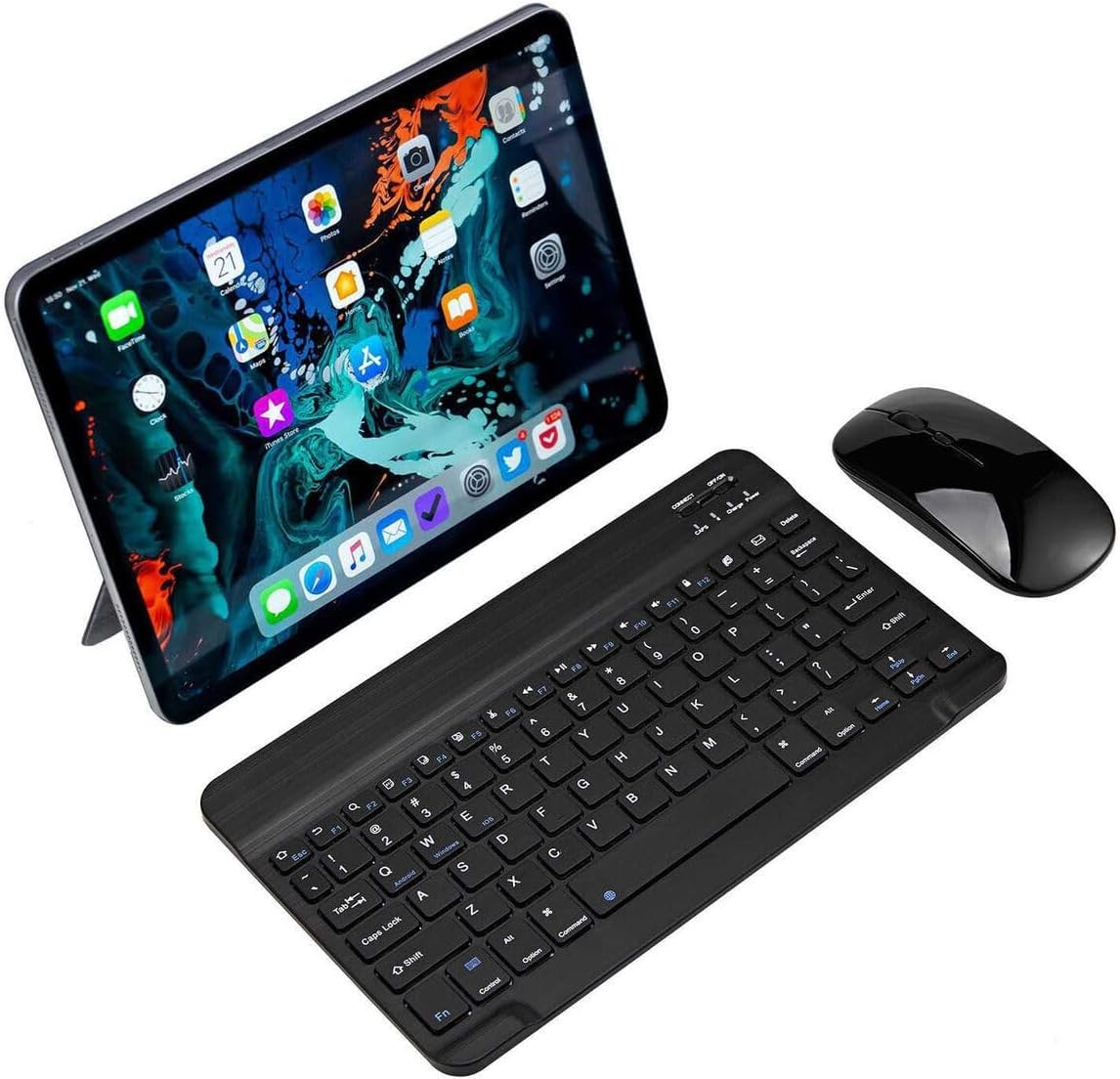 Lenovo Tab M11 11 TB330FU Compatible for Tablet Slim Rechargeable Turkish Bluetooth Keyboard and Mouse Set Black