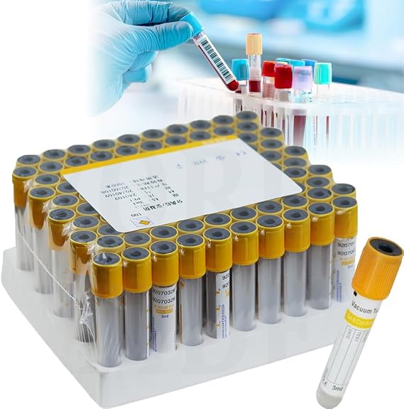 100PCS Disposable Vacuum Sample Tubes, 3ml 5ml 10ml Collection Tubes for Laboratory Sampling, Serum Separation and General Lab Use(5ML)