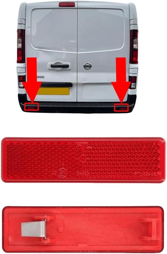 Rear Reflector Compatible with Renault Trafic Master, Vauxhall Vivaro Movano, Nissan NV300 Primastar, Fiat Talento - Fits Left or Right Side - Replaces OEM 7700353184 - Red Lens