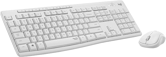Logitech MK295 SilentTouch Teknolojili Kablosuz Fare ve Klavye Kombodu, Tam Numpad, Gelişmiş Optik İzleme, Gecikmesiz Kablosuz,%90 Daha Az Gürültü - Kırık Beyaz