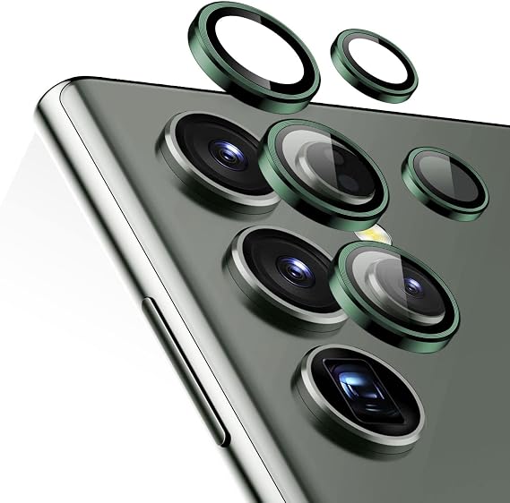 Microsonic Samsung Galaxy S23 Ultra Tekli Kamera Lens Koruma Camı Yeşil [Galaxy S23 Ultra ile Uyumlu Ekran Koruyucu]