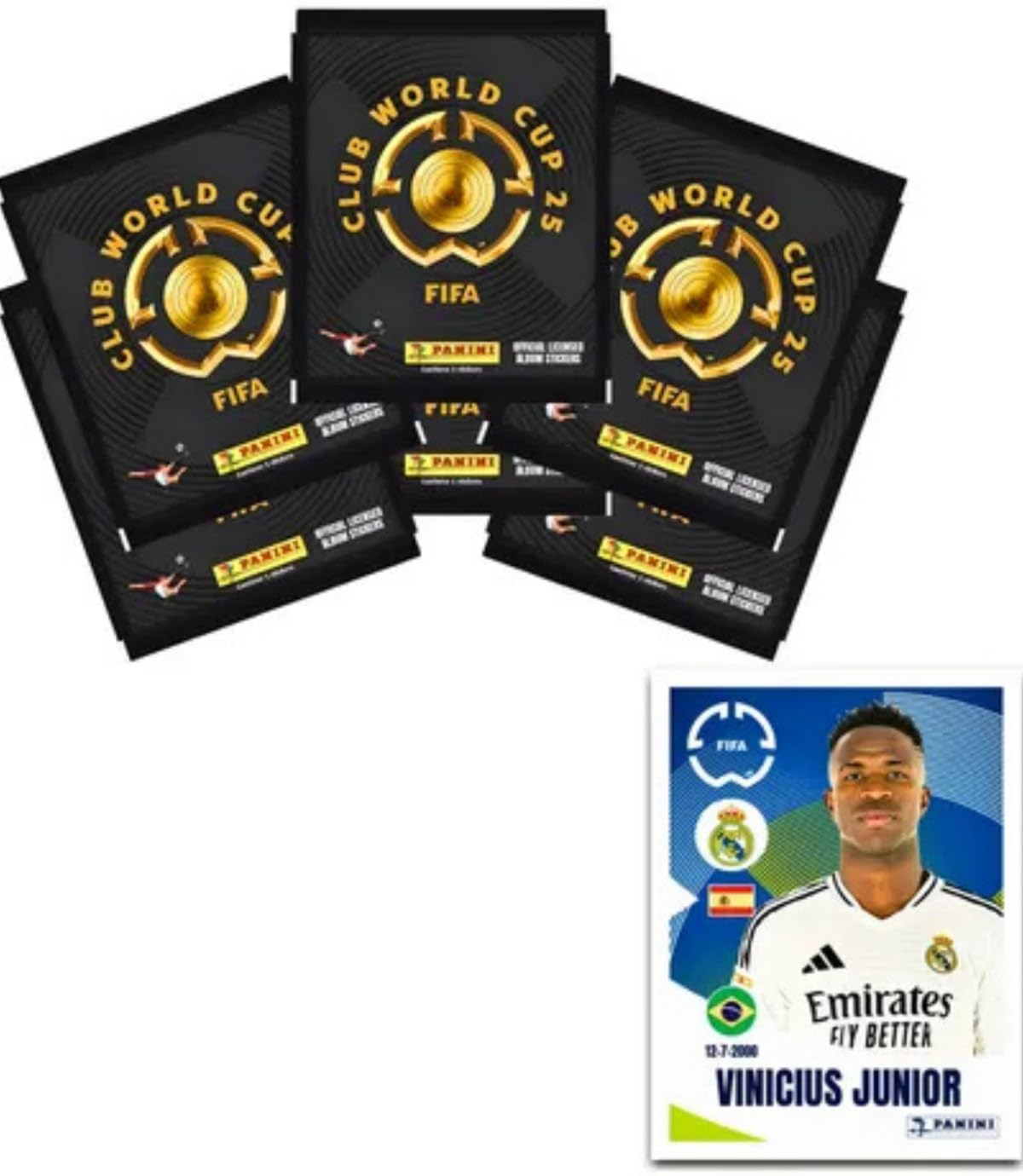 Lisanslı FIFA 2025 World Cup Panini Çıkartma, 10 Paket (50 Çıkartma)