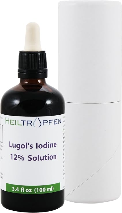 Lugol's Solution 100ml - 3.4Fl Oz | 36% Strength Liquid Formulation | 12 Percent Iodine + 24% Potassium Iodide Liquid | Drops | Third-Party Tested | Heiltropfen®