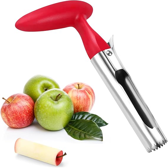 Apple Corer, Apple Corer Remover with ABS Handle and Serrated Stainless Steel Blade, Easy-to-Use Apple Core Remover for Suitable for Home and Kitchen use - Red