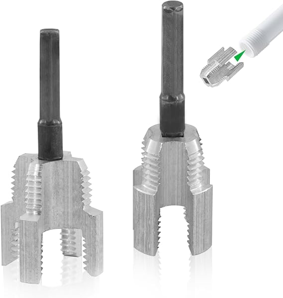 2PCS Pipe Threading Tool Set for Electric Drill, Internal & External Thread Repair Tool for 1/2" & 3/4" Pipes, Integrated Thread Restoration and Cutting Tool