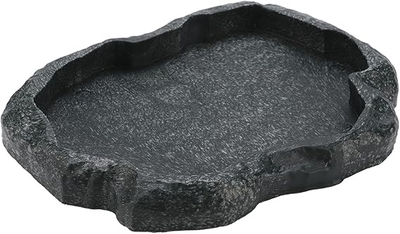 Feeding Bowl Rock Decoration Water and Food Bowl Water Bowl Terrarium Bowls for Reptiles and Amphibians Turtles Water Bowl Feeding Bowl Reptile Feeder (Dark Green M)