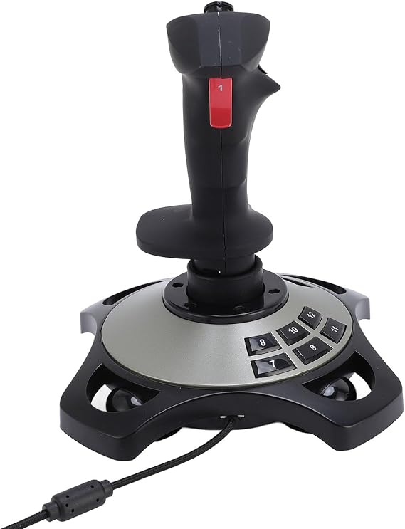 Flight simulator control, PC flight joystick controller with vibration function and throttle control, multi-function button, USB wired flight stick for PC, computer