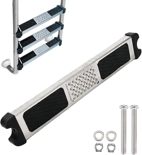 Swimming Pool Ladder Steps 1.9 Inch Stainless Steel Non Slip with Bolts | Inground Pool Ladder Rungs for Home Backyard Hotel Spa Resort Gym Water Park Aquatic Center