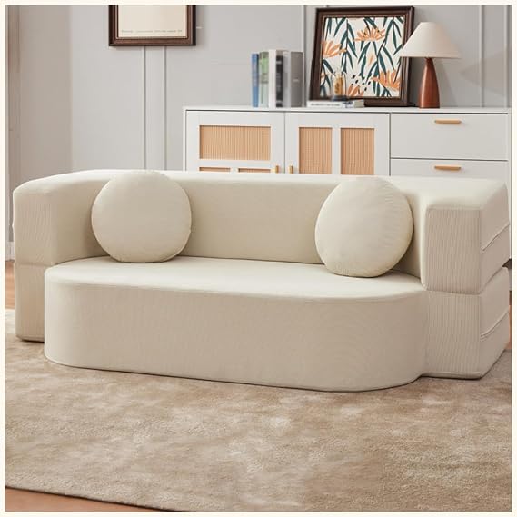 Foldable Compression Sofa Cama, Modular Couch, Woven Fabric, Sectional Couches for Living Room, Love Seat Sleeper Bed, Compression Sofa in Box,4,150cm