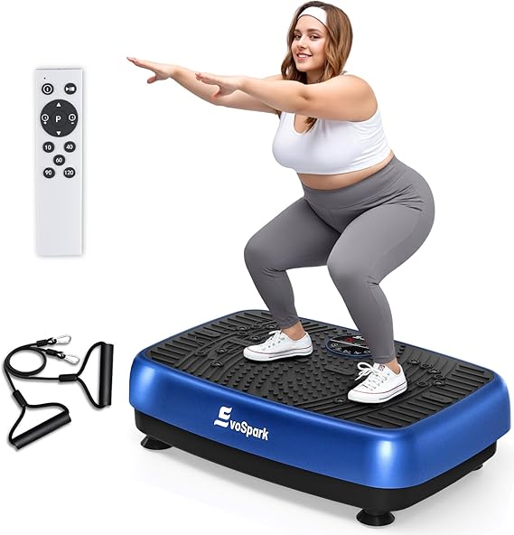 Vibration Plate EvoSpark Vibration Plate Test Winner 2025 Improved with Double Motors for Weight Loss Full Body Training - Massager 450 lbs Power Plate Vibration Board for Home Workout