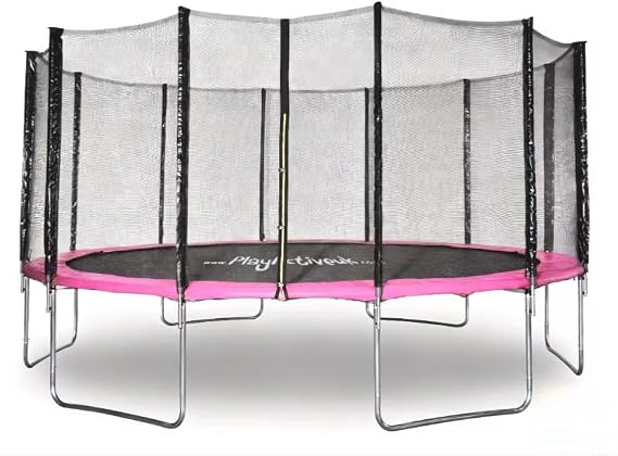 6FT / 8FT / 10FT / 12FT / 14FT / 16FT Trampoline With Enclosure For Kids & Adults, Including FREE Ladder, Weatherproof Cover & Shoe Bag - 3 Colours To Choose From Pink - Blue - Green