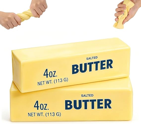 Butter Toys, 2PCS Butter FoamToys, Realistic Butter Stick, Slow Rising Soft Toys for Office Desk Toys, Party Favors & Birthday Gifts
