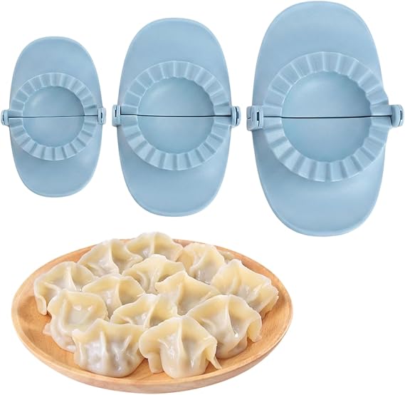 Dumpling Maker, 3-Piece Set with Dumpling Wrappers and Pasty Maker Mould, Ravioli and Pierogi Mould for Homemade Dumplings, Plastic Manual Dumpling Sheets Press Tool