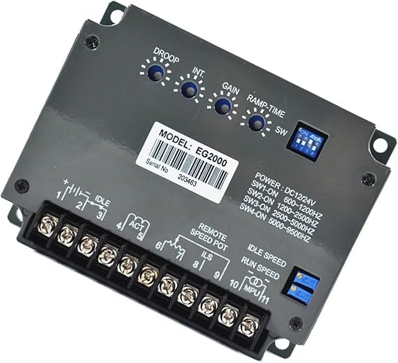 EG2000 Generator Speed Controller Engine Governor with PID ±1% Accuracy for Diesel and Natural Gas Engines 12V-24V Input Smoke Limiting and Idle Speed Functions