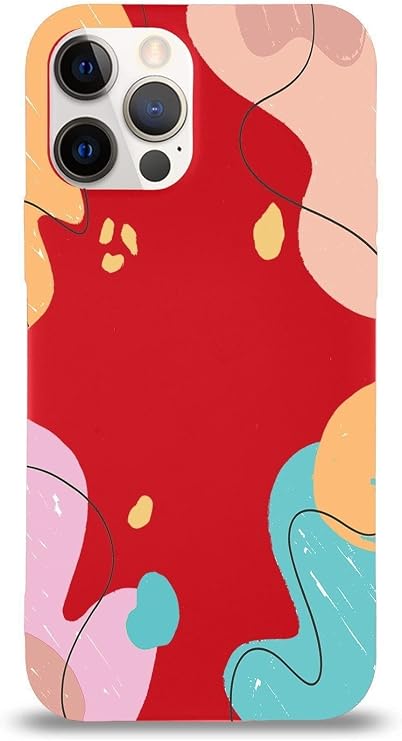 PrintiFy Apple Iphone 12 Pro Uyumlu Lansman Kılıf Karışık Renkler Tasarımlı Içi Kadife Kapak-kırmızı