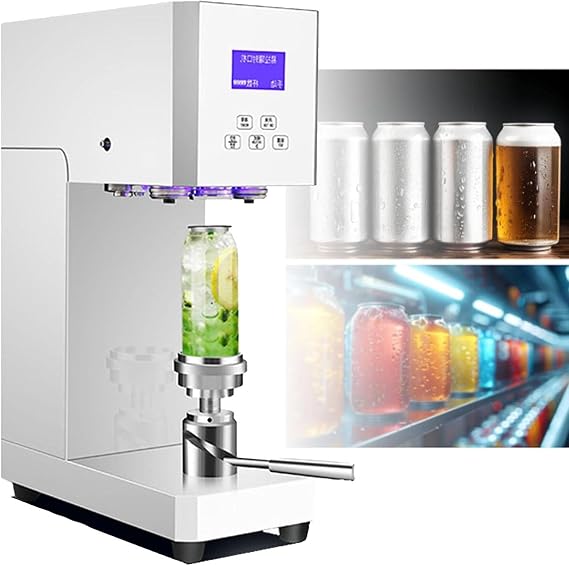Can Sealer Machine, Semi-Automatic Can Sealing Machine 370W Electric Can Sealer Machine, Commercial Drink Sealing Machine Automatic Can Sealer Machine, White