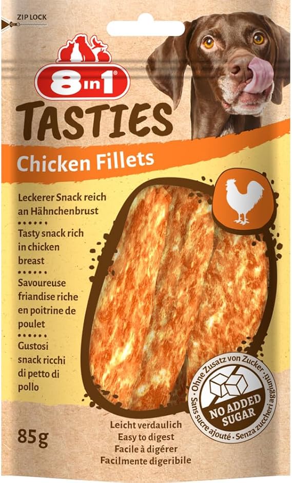 8in1 Tasties Tavuk Fillets Köpek Atıştırmalığı - Tahılsız Lezzetli Tavuk Göğsünden, 85 g