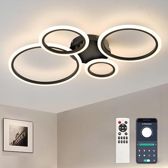 LED Ceiling Light Dimmable 40 W Ceiling Light LED Living Room Lamp with Remote Control App Colour Changing Modern Living Room Lamp Dimming Ceiling Lighting Bedroom Lamp [Energy Class A]