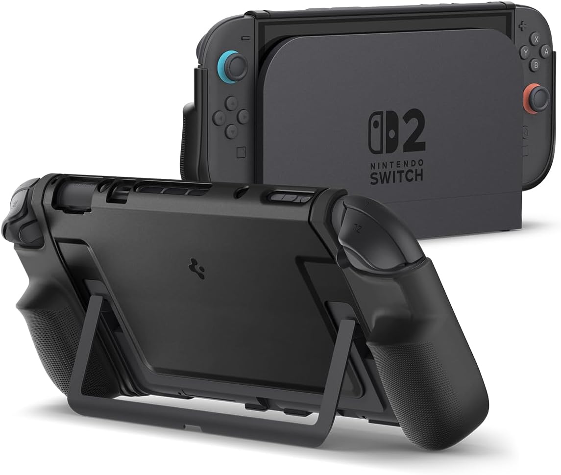 Spigen Switch2 Compatible Case, Grip Dock Compatible, Protective Cover, 2 Switches, Dual Grip, ACS09310 Black