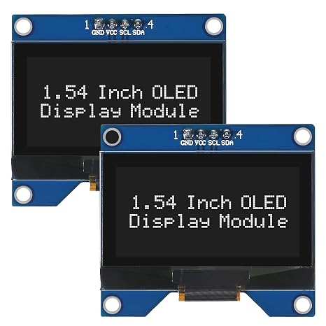 2pcs 1.54 Inch OLED Module 12864 128x64 SSD1309 Driver IIC I2C Serial Interface Self-Luminous Display Board for Raspberry Pi 4 Pin White