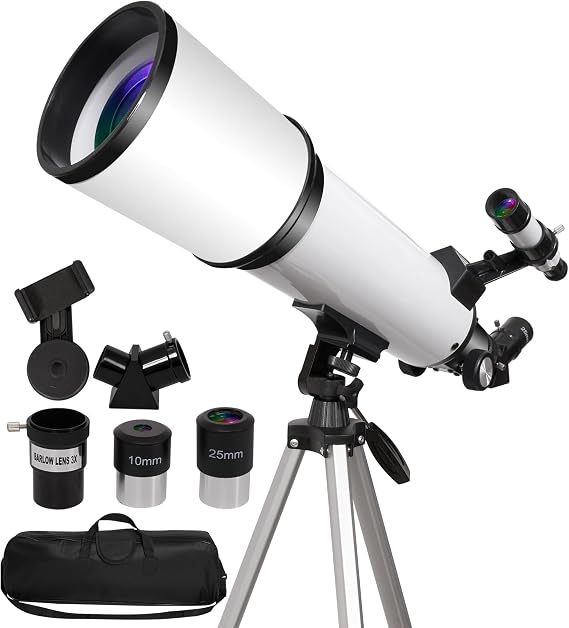 80mm Aperture 600mm Refractor Telescope for Adults & Beginners