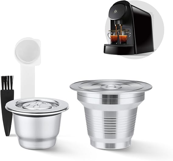 Reusable Stainless Steel Coffee Capsules 2 Pcs L'OR Barista LM8012/60 Refillable Coffee Pods Metal Lower Espresso Pods Large&Small