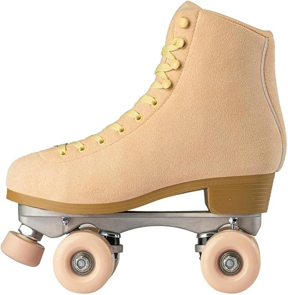 Adult Roller Skates Men, Microfiber Material Double Row 4 Wheels Design Suede Skate Shoes for Women