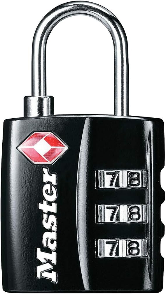 Master Lock 4680EURDBLK Combination Travel Padlock TSA Certified, Black, 5,5 x 3 x 2,6 cm, 30mm