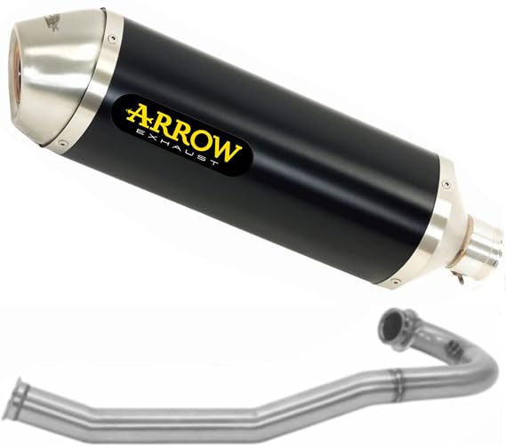 arrow 72624aon+72156pd+72157pd, silencer with header-pipes, complete system homologated open race-tech black aluminium, endcap steel, compatible with motorbike ktm 690 smc r 2019 2020 mototopgun