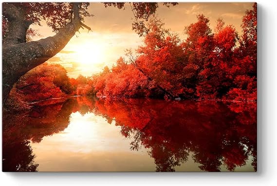 Kırmızı Büyü Manzara Tablosu 125 x 80