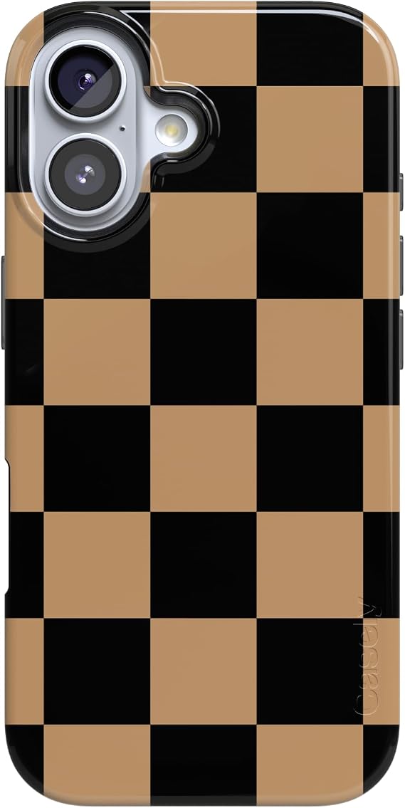 Casely iPhone 17 ケース | フィットチェック | ブラック&ブラウン チェッカーボード | MagSafe対応 | クラシック ウルトラスリム デザイン