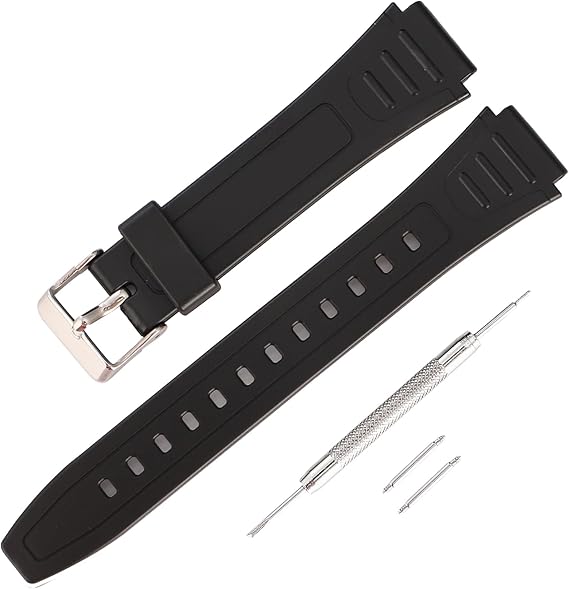 Silicone Replacement Watch Band Compatible with Casio W-800/217H/MRW-200H/MAW-100/AQ-S800W Men's Watch - Durable Soft Adjustable Strap Accessories