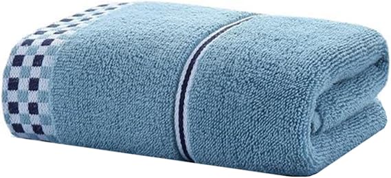 Pure Cotton Face Towel 70x140cm Extra Thick Soft Absorbent Lint for Adult Daily Bath Use Blue(blue)