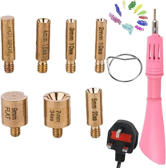 Hotfix Applicator Tool, Rhinestone Setter Applicator Kit, Hot Fix Rhinestone Tool Set, Jewel Setter Tool, Heat Gunn Rhinestones Gems Picking Studs with 7 Tips, Hotfix Rhinestone for Clothes, Shoes