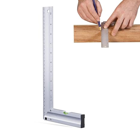 Aluminum Try Mitre Square, 90 Degree Angles Ruler Square for Engineer Carpenter, Machinist Square, Stainless Steel Angle with Aluminium Alloy Handle for Woodworking Carpenters
