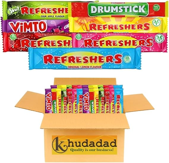 Mixed Chew Bars Variety | Includes 4 Each of Drumstick, Vimto, Refreshers Original, Strawberry, Cherry Cola & Sour Apple | Retro Fizzy Chewy Sweets | Vegetarian-Friendly | Gift, Par (15x)