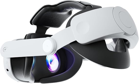 Elite Baş Kayışı Compatible with 2023 Oculus Quest 3, Tek Tıkla Streç ve Geri Çekme Tasarımı, Beyaz