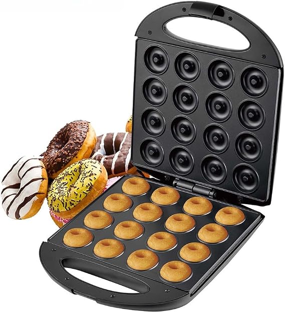 1400W Mini Donut Maker Machine - 16-Hole Double-Sided Heating Kitchen Gadgets | Mini Donut Makers Waffle Machine | for Kitchen Apartment Restaurant Cafe Bakery Homemade Waffle Dessert