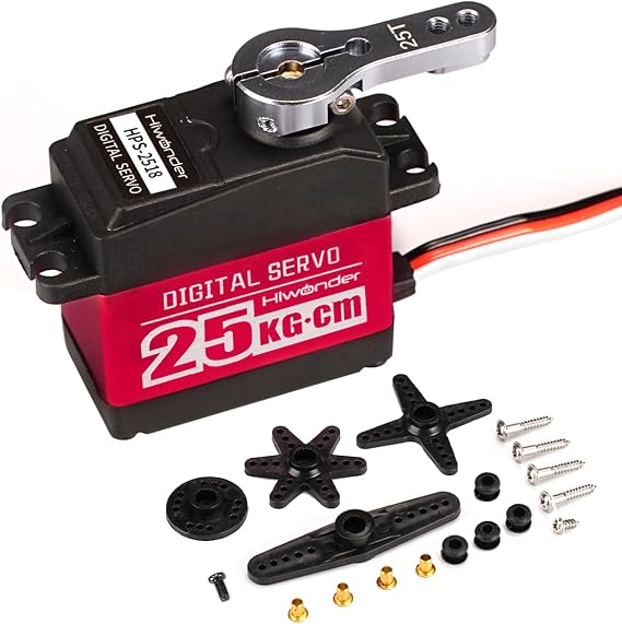 Hiwonder LD-25MG 25kg High Torque Metal Gear Digital Servo Metal Case for RC Car Robot 180° Operation Angle
