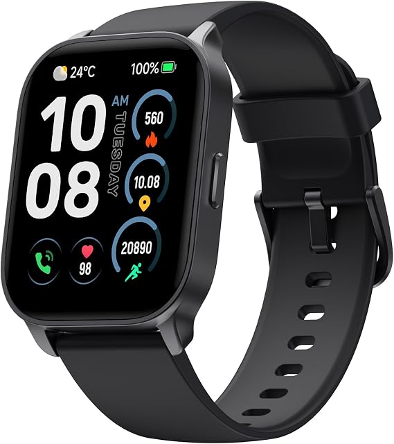 TOOBUR Smartwatch with Phone Function Compatible Alexa Fitness Watch with 100 Sports Pulse Sleep Fitness Tracker for Men Women IP68 Waterproof Compatible Android iOS Midnight Black