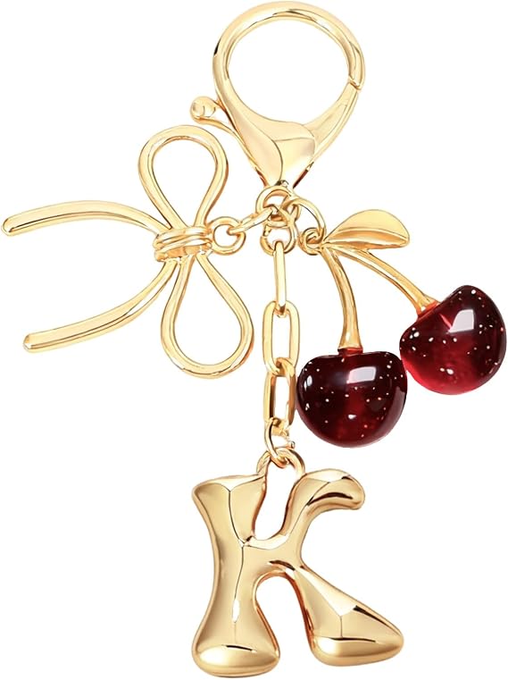 Bubble Initial Keychain Bag Charms for Women A-Z Letter Keychain